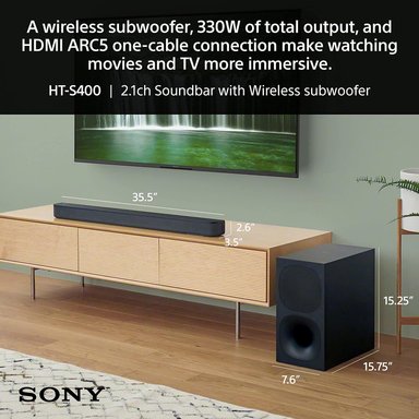 BARRA SONIDO SONY HT-S400 2.1 CANALES CON SUBWOOFER INALÁMBRICOSONIDO ENVOLVENTE FRONTAL S-FORCE PRO Y DOLBY DIGITAL-NEGRO - 4