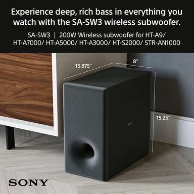 SUBWOOFER BLUETOOTH SONY SA-SW3 HT-A9 A7000 A5000 A3000 S2000 STR-AN1000 NEGRO 200 W - 2