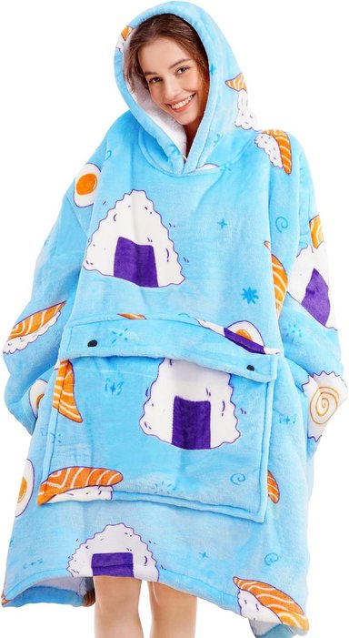 BATA POLAR SHERPA CON CAPUCHA DE GRAN TAMAÑO - 1