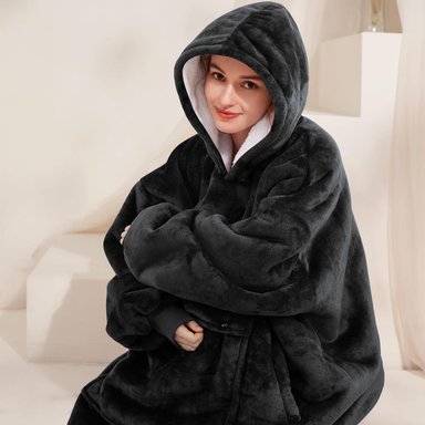 BATA POLAR SHERPA CON CAPUCHA DE GRAN TAMAÑO - 4