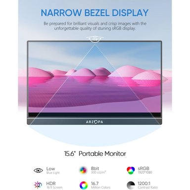 MONITOR FHD 15.6" ARZOPA A1 PORTATIL 1080P USB C - 3