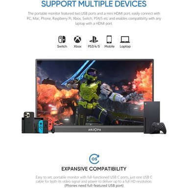 MONITOR FHD 15.6" ARZOPA A1 PORTATIL 1080P USB C - 5