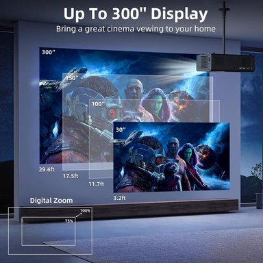 PROYECTOR COMPRA FACIL FUDONI 1080P WIFI Y BLUETOOTH 4K 20000 LUMEN - 300 PULGADAS - 5