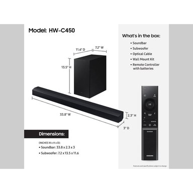 SOUNDBAR SAMSUNG HW-C450 DTS VIRTUAL X SUBWOOFER NEGRO - 2