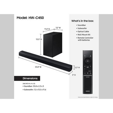 SOUNDBAR SAMSUNG HW-C450 DTS VIRTUAL X SUBWOOFER NEGRO - 6