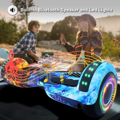 SCOOTER ELÉCTRICO LED Y MÚSICA SMART BALANCE HOVERBOARD SIMATE MULTICOLOR - 2