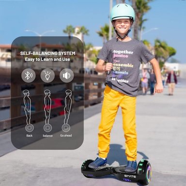 SCOOTER ELÉCTRICO LED Y MÚSICA SMART BALANCE HOVERBOARD SIMATE NEGRO - 4