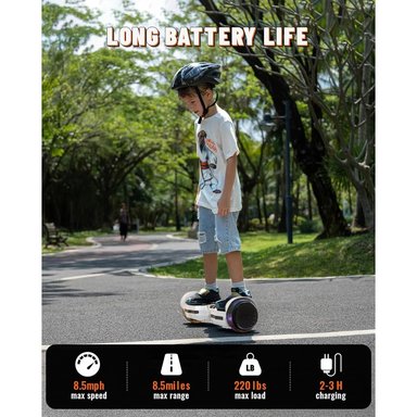 SCOOTER ELECTRICO LED Y MUSICA SMART BALANCE MONOPATIN HOVERBOARD BLANCO - 4