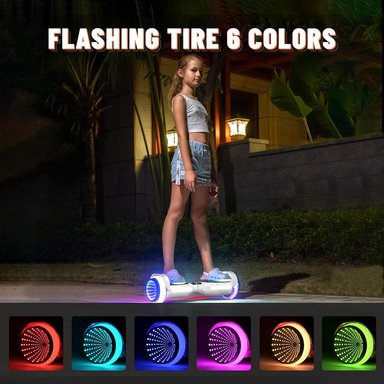 SCOOTER ELECTRICO LED Y MUSICA SMART BALANCE MONOPATIN HOVERBOARD BLANCO - 5
