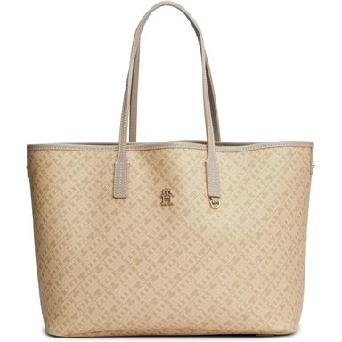 TOMMY HILFIGER | BOLSO TOTE DE CUERO CON MONOGRAMA Y CREMALLERA