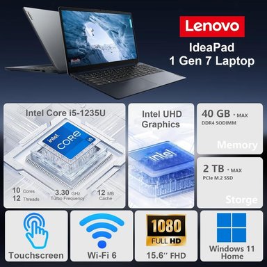 LAPTOP IDEAPAD 1I 15.6' FHD I5-1235U 16GB RAM 512GB SSD LENOVO | AZUL - TECLADO INGLÉS - 4