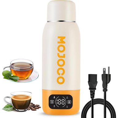 MOJOCO HERVIDOR ELÉCTRICO PORTÁTIL 20OZ, ACERO INOXIDABLE | BLANCO/NARANJA.