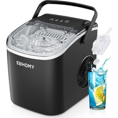 EUHOMY IM-06D-02X-VC MÁQUINA DE HIELO PORTÁTIL 26.4 LB/24H | NEGRO OSCURO
