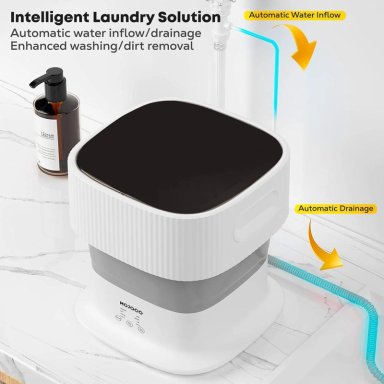 MOJOCO MINI LAVADORA PORTÁTIL PLEGABLE PARA BEBÉ Y ROPA INTERIOR | BLANCO - 2
