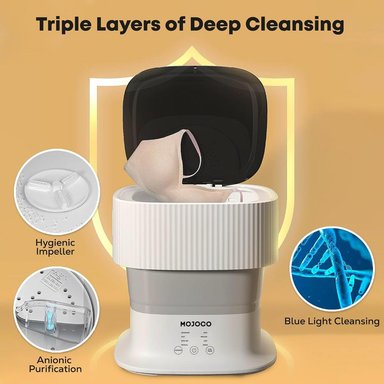 MOJOCO MINI LAVADORA PORTÁTIL PLEGABLE PARA BEBÉ Y ROPA INTERIOR | BLANCO - 3