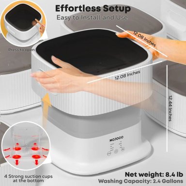 MOJOCO MINI LAVADORA PORTÁTIL PLEGABLE PARA BEBÉ Y ROPA INTERIOR | BLANCO - 4