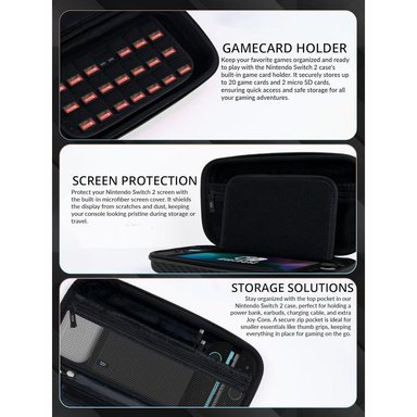 ESTUCHE DE VIAJE PROTECTOR PARA NINTENDO SWITCH 2 ORZLY | NEGRO - 5