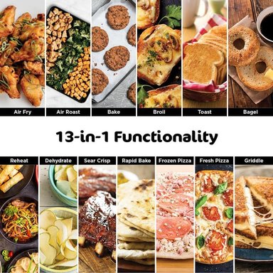NINJA FOODI SP351, HORNO TOSTADOR Y FREIDORA 13 EN 1, 4 QT / 3.78 L | ACERO - 3