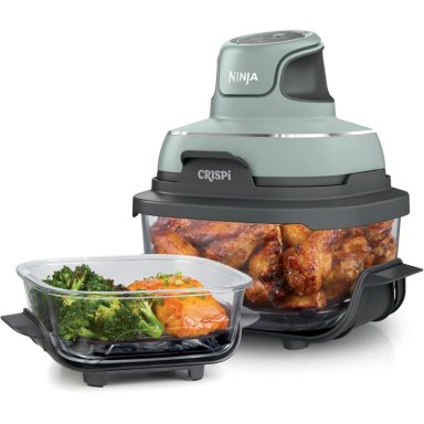 NINJA CRISPI FN101SG, FREIDORA DE AIRE Y COCINA PORTÁTIL 4 EN 1, VIDRIO | VERDE