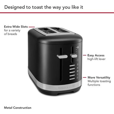 KITCHENAID, TOSTADORA AUTOMÁTICA 2 REBANADAS RANURAS EXTRA ANCHAS | NEGRO MATE - 4