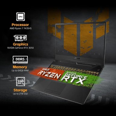 LAPTOP TUF A15 15.6' RYZEN 7 RTX 3050 16GB 512GB SSD ASUS | NEGRO (TECLADO INGLÉS) - 2