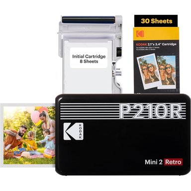 KODAK MINI 2 RETRO IMPRESORA FOTOGRÁFICA PORTÁTIL CON HOJAS | NEGRO