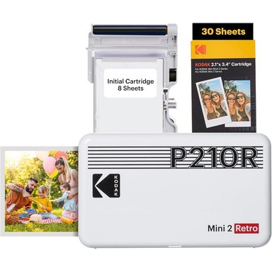 KODAK MINI 2 RETRO IMPRESORA FOTOGRÁFICA PORTÁTIL CON HOJAS | BLANCO
