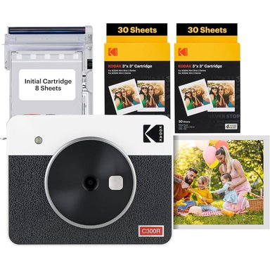 KODAK MINI SHOT 3 RETRO CÁMARA IMPRESORA 2 EN 1 | BLANCO / NEGRO