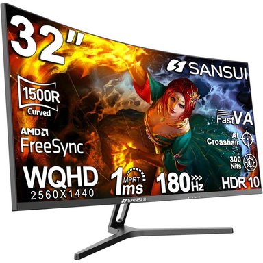 SANSUI 32' WQHD 180 HZ CURVO 1500R 1 MS VA FREESYNC HDR VESA - 1