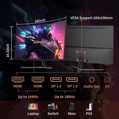 SANSUI 32' WQHD 180 HZ CURVO 1500R 1 MS VA FREESYNC HDR VESA - 4