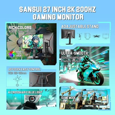 SANSUI 27' WQHD 200 HZ 1 MS IPS FREESYNC HDR DCI-P3 VESA - 2