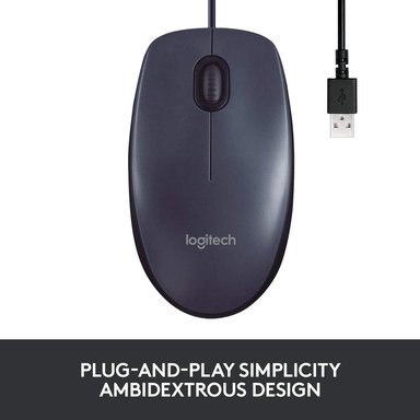 MOUSE ALÁMBRICO B100 LOGITECH | NEGRO - 3