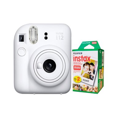 CÁMARA FUJIFILM MINI 12 INSTAX BLANCO ARCILLA+PACK PELICULA X20 - 1