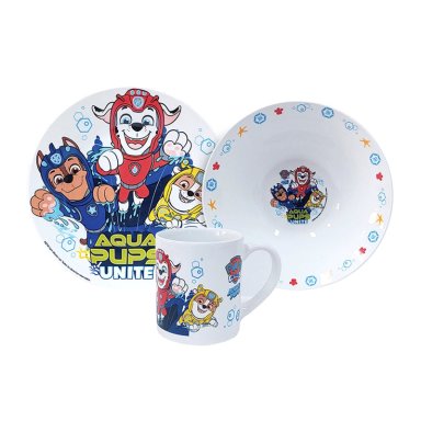 VAJILLA INFANTIL SCOOL PAW PATROL + TAZA CERAMICA MULTICOLOR