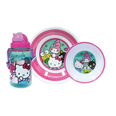 VAJILLA INFANTIL SCOOL HELLO KITTY Y FRIENDS + TOMATODO MULTICOLOR