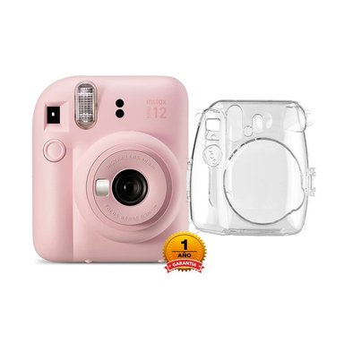 CÁMARA FUJIFILM MINI 12 INSTAX ROSA + ESTUCHE TRANSPARENTE - 1