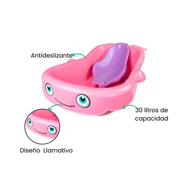 BAÑERA BALLENITA FELIZ BASA ROSADA 8550+ASIENTO - 2