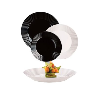 VAJILLA LUMINARC BLANCO NEGRO HARENA X 18 PZA 10092 N1518