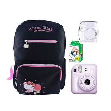 CAMARA FUJIFILM MINI 12 LILA+ESTUCHE +PELIX20+MOCHI HELLO KITTY - 1