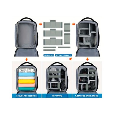 MOCHILA LUBARDY PARA CAMARA Y ACCESORIOS NEGRO - 4