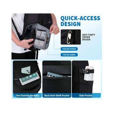 MOCHILA LUBARDY PARA CAMARA Y ACCESORIOS NEGRO - 5