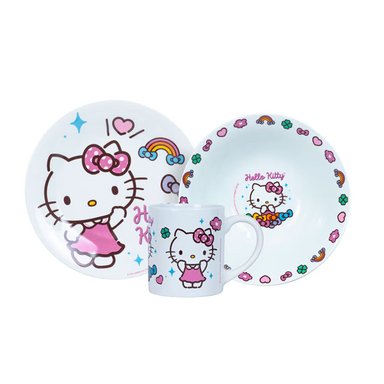 VAJILLA INFANTIL CERAMICA 3PZ HELLO KITTY SCOOL 704342