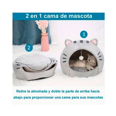 CAMA DE GATO CON DISEÑO CUEVA GATUNA + COJIN - 4