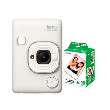 CAMARA FUJIFILM INSTAX MINI LIPLAY WHITE+ PELICULA X20 - 1