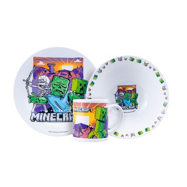 VAJILLA INFANTIL CERAMICA 3PZ MINECRAFT SCOOL 704454