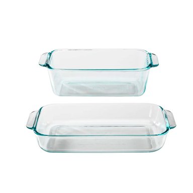 SET FUENTE RECTANGULAR PYREX 2 LT + FUENTE CUADRADA 1.4LT 23140