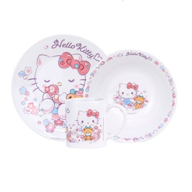VAJILLA INFANTIL CERAMICA 3PZ HELLO KITTY SCOOL 705112 - 1