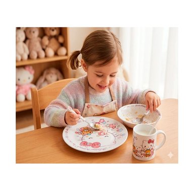 VAJILLA INFANTIL CERAMICA 3PZ HELLO KITTY SCOOL 705112 - 3