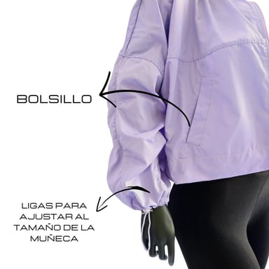 CASACA RUNNING MUJER NISA LILA CORTAVIENTO CROP - 3