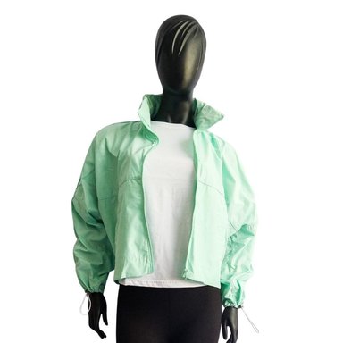 CASACA RUNNING MUJER NISA VERDE AGUA CORTAVIENTO CROP
